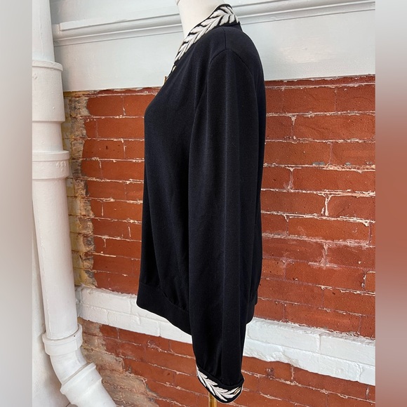 St John Santana Knit Embroidered Jacket Zip Front in Black Signature Hardware - Picture 6 of 17